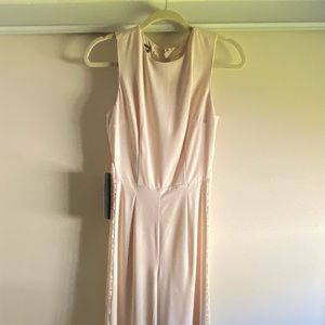 Bebe lace panel jumpsuit - cream light pink size 2